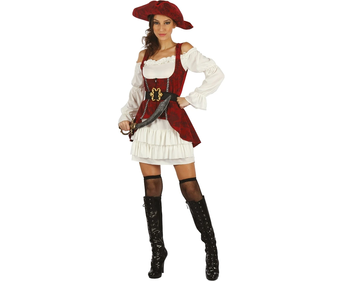 Pirate role-play set for adult  (dress, hat, corset vest, belt), size M